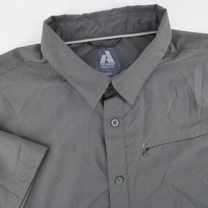 Eddie Bauer First Ascent Ripstop Button Down Gray Short Sleeve Mens L